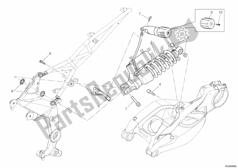 Tutte le parti per il Ammortizzatore Posteriore del Ducati Multistrada 1200 ABS USA 2012